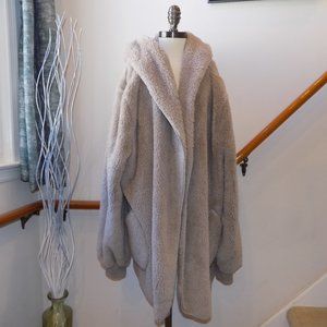 ZENANA Beige Sherpa Teddy Hooded Jacket Plus Size 2X